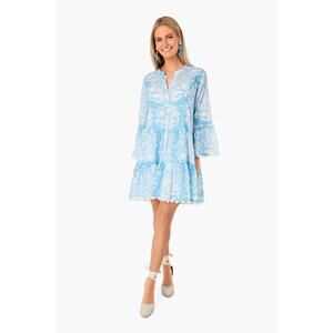 Juliet Dunn Exclusive Pastel Blue Palladio Flared Sleeve Dress NWT Large